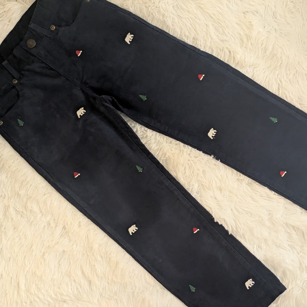 Janie and Jack Navy Embroidered Kids Casual Pants